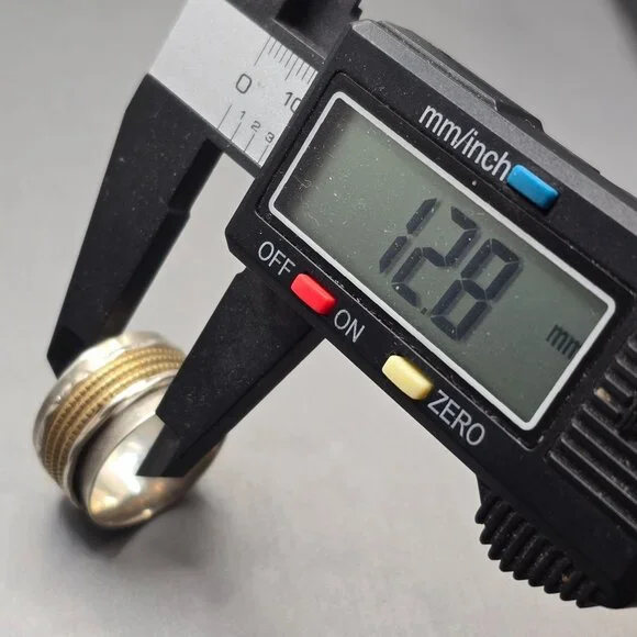 VTG Sterling Silver Brass Spinner Ring Size 8.5 Signed DDM 12.8mm Band 8.39g - Picture 6 of 7